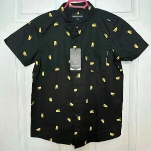 Molokai Surf  Co Taco Shirt Button-Down Black & Yellow NWT Size Large